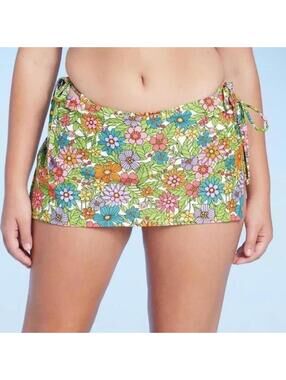 Wild Fable Retro Floral Swim Cover Up Wrap Skirt Side Tie Beach Plus Size XXL 2X